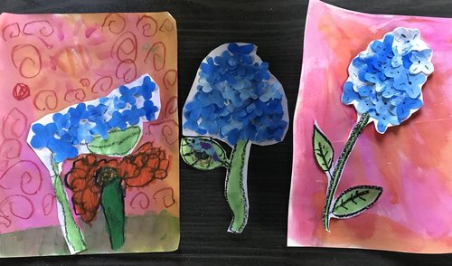 Painted Paper Hydrangea Art Project for Kids